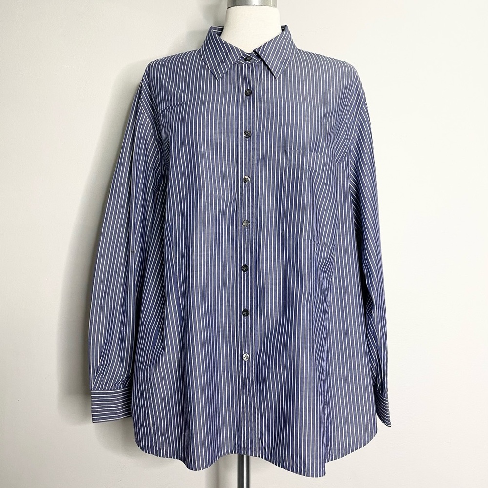 EMANUEL UNGARO Pinstripe Long Sleeve Button Down Shirt